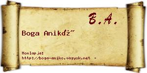Boga Anikó névjegykártya