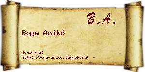 Boga Anikó névjegykártya